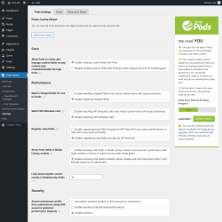 Page screenshot: Pods Admin &rarr; Settings
