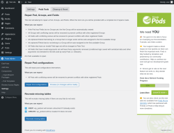 Page screenshot: Pods Admin &rarr; Settings &rarr; 
						Tools					