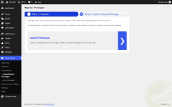 Page screenshot: Pods Admin &rarr; &ndash; Import/Export Packages