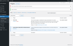 Page screenshot: Plugins ‹ Test site — WordPress