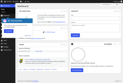 Page screenshot: Dashboard &lsaquo; Test site &mdash; WordPress