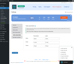 Page screenshot: Poll Maker &rarr; General Settings &rarr; 
                            Fields placeholders                        