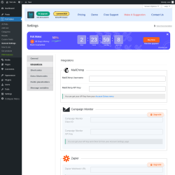 Page screenshot: Poll Maker → General Settings → 
							Integrations                        