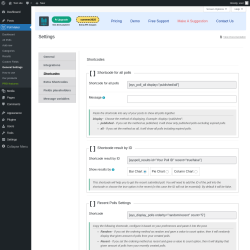 Page screenshot: Poll Maker → General Settings → 
                            Shortcodes                        