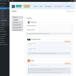 Page screenshot: Poll Maker → General Settings → 
							Integrations                        