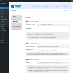 Page screenshot: Poll Maker → General Settings → 
                            Shortcodes                        