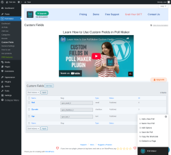 Page screenshot: Poll Maker → Custom Fields