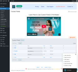 Page screenshot: Poll Maker &rarr; Custom Fields