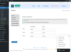 Page screenshot: Poll Maker &rarr; General Settings &rarr; 
                            Fields placeholders                        