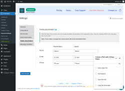 Page screenshot: Poll Maker &rarr; General Settings &rarr; 
                            Fields placeholders                        