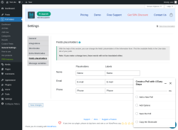 Page screenshot: Poll Maker &rarr; General Settings &rarr; 
                            Fields placeholders                        