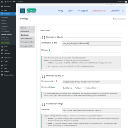 Page screenshot: Poll Maker &rarr; General Settings &rarr; 
                            Shortcodes                        