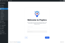 Page screenshot: Poptics ‹ Test site — WordPress