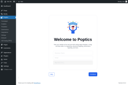 Page screenshot: Poptics ‹ Test site — WordPress