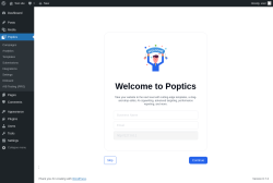 Page screenshot: Poptics ‹ Test site — WordPress