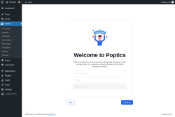 Page screenshot: Poptics ‹ Test site — WordPress