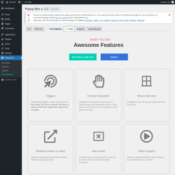 Page screenshot: Popup Box &rarr; Pro Features &rarr;  Rate
