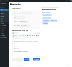 Page screenshot: Popup Builder0 → Newsletter