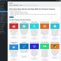 Page screenshot: Popup Maker → Upgrade