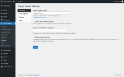 Page screenshot: Popup Maker → Settings