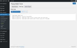 Page screenshot: Popup Maker → Tools → Error Log