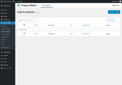 Page screenshot: Popup Maker → Call to Actions