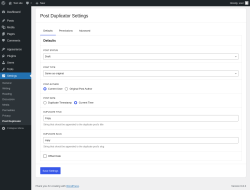 Page screenshot: Settings &rarr; Post Duplicator