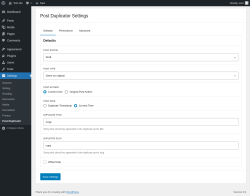 Page screenshot: Settings &rarr; Post Duplicator