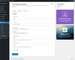 Page screenshot: Settings &rarr; Post Duplicator