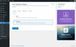 Page screenshot: Settings &rarr; Post Duplicator