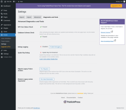 Page screenshot: Future &rarr; Settings &rarr; 
                    Diagnostics and Tools                