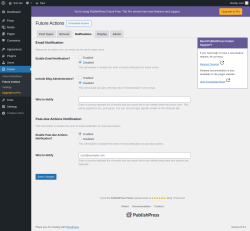 Page screenshot: Future &rarr; Future Actions &rarr; 
                    Notifications                