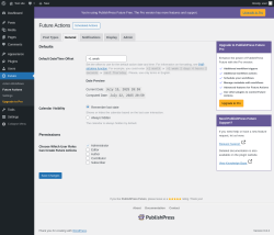 Page screenshot: Future → Future Actions → 
                    General                