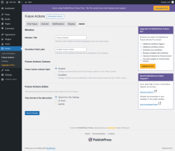 Page screenshot: Future → Future Actions → 
                    Admin                