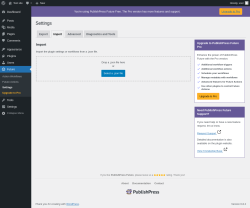 Page screenshot: Future → Settings → 
                    Import                
