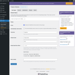 Page screenshot: Future Actions ‹ Test site — WordPress