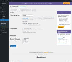 Page screenshot: Future → Future Actions → 
                    General                