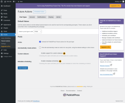 Page screenshot: Future Actions ‹ Test site — WordPress