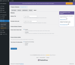 Page screenshot: Future &rarr; Future Actions &rarr; 
                    Admin                