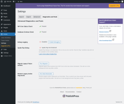 Page screenshot: Future &rarr; Settings &rarr; 
                    Diagnostics and Tools                