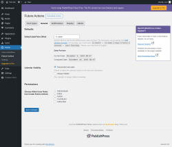Page screenshot: Future &rarr; Future Actions &rarr; 
                    General                