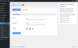 Page screenshot: Settings &rarr; Post Like Settings