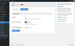 Page screenshot: Settings &rarr; Post Like Settings &rarr; Style Options