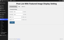 Page screenshot: Settings &rarr; Post With Featured Image Setting