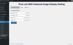 Page screenshot: Settings &rarr; Post With Featured Image Setting