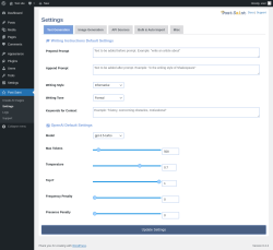 Page screenshot: Post Saint → Settings → Text Generation