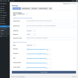 Page screenshot: Post Saint → Settings
