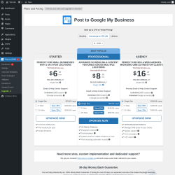 Page screenshot: Post to GMB  → Upgrade  ➤