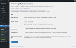 Page screenshot: Post to GMB  → Settings → Misc