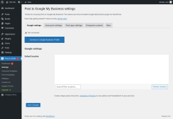 Page screenshot: Post to GMB  → Settings